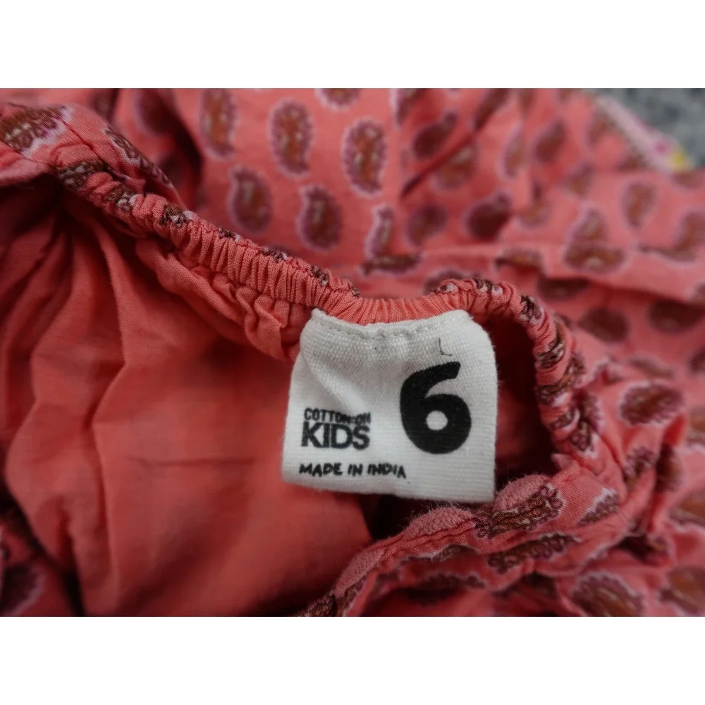 Cotton On Kids Sleeveless Dress Girls Size 6 Pink Good Paisley Cutout Bow Back
